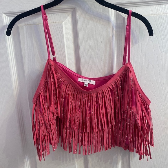 Pink Sparkly Fringe Tank - Picture 1 of 1